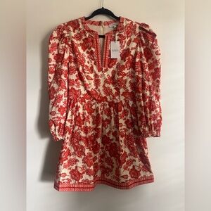 New Avara Melanie Floral Puff Sleeve Mini Dress Size Large